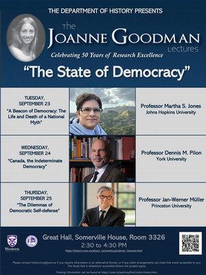 2025 Goodman Lecture Poster - The State of Democracy